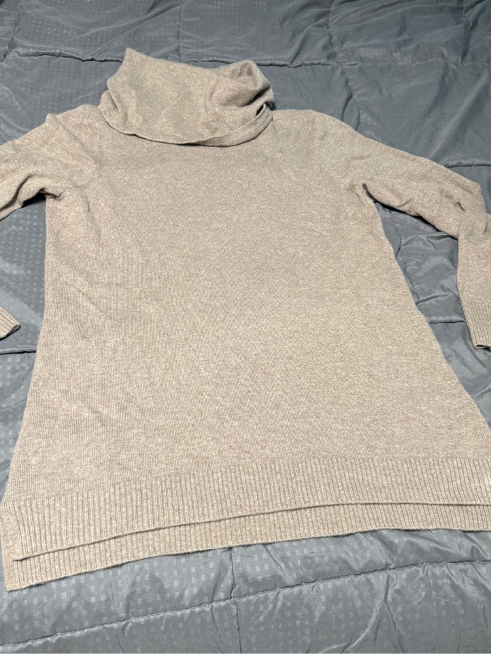 Women’s L.L. Bean 100% Cashmere Sweater Tanish Brown Cowl Neck Size Large